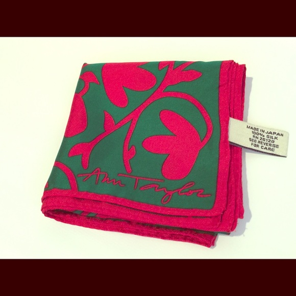 Ann Taylor Accessories - Ann Taylor silk preppy red green floral scarf wra!